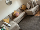 Meridian U Shape Sofa Bed with Storage Mink Plush Velvet