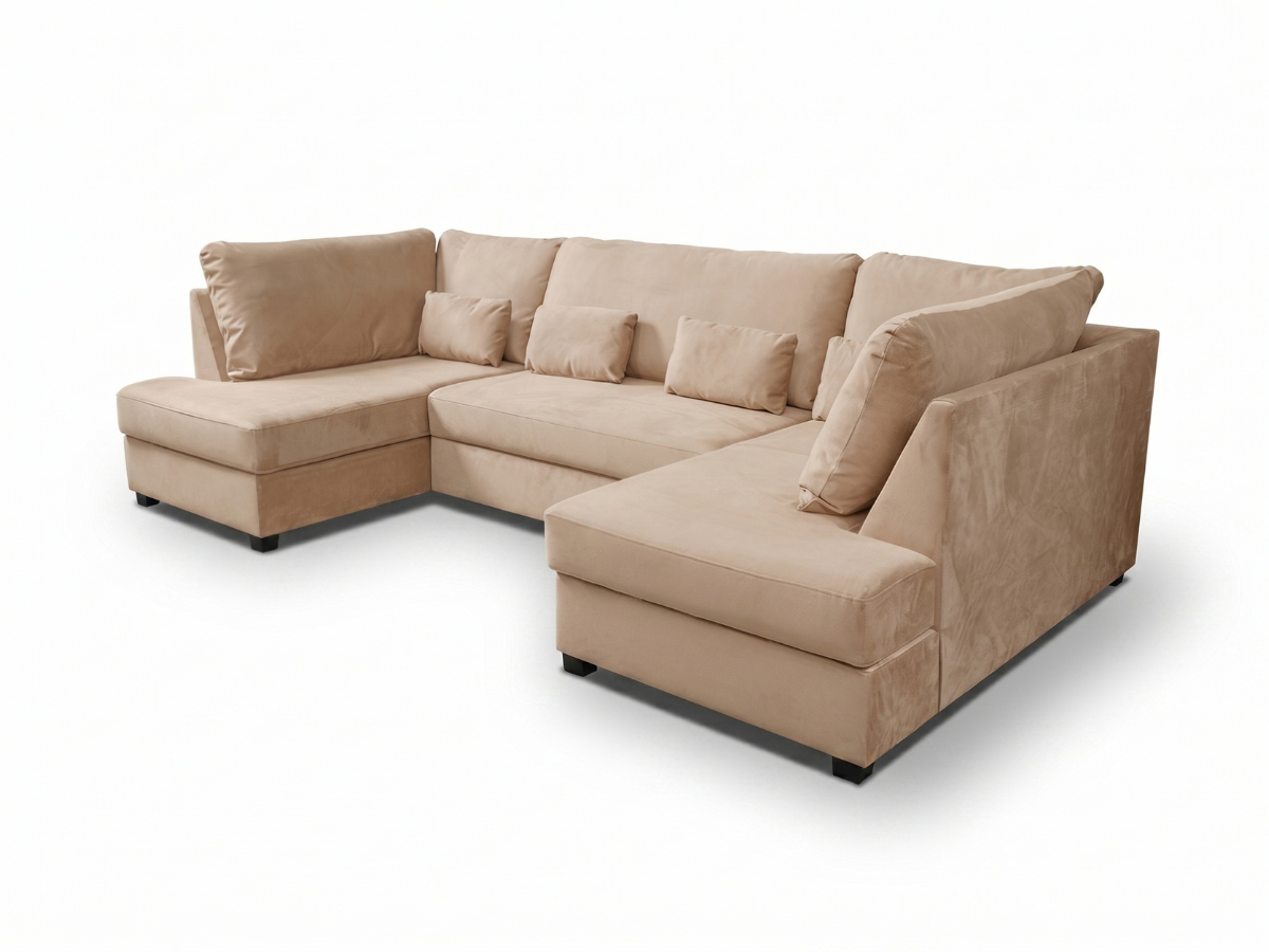 Meridian U Shape Sofa Bed Storage Mink Plush Velvet