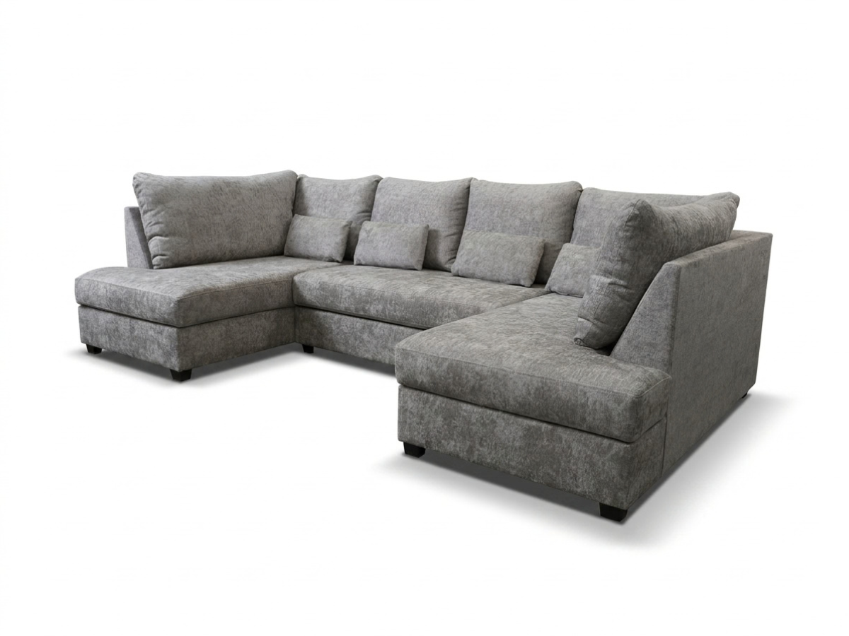 Meridian U Shape Sofa Bed Storage Alaska Chenille Platinum