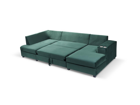 Moderno U Shape Pull Out Sofa Storage Sofa Bed Green