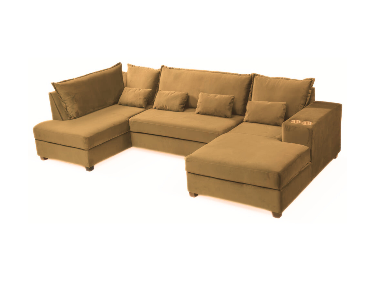 Moderno u shaped sofa bed with storage and usb port mink 