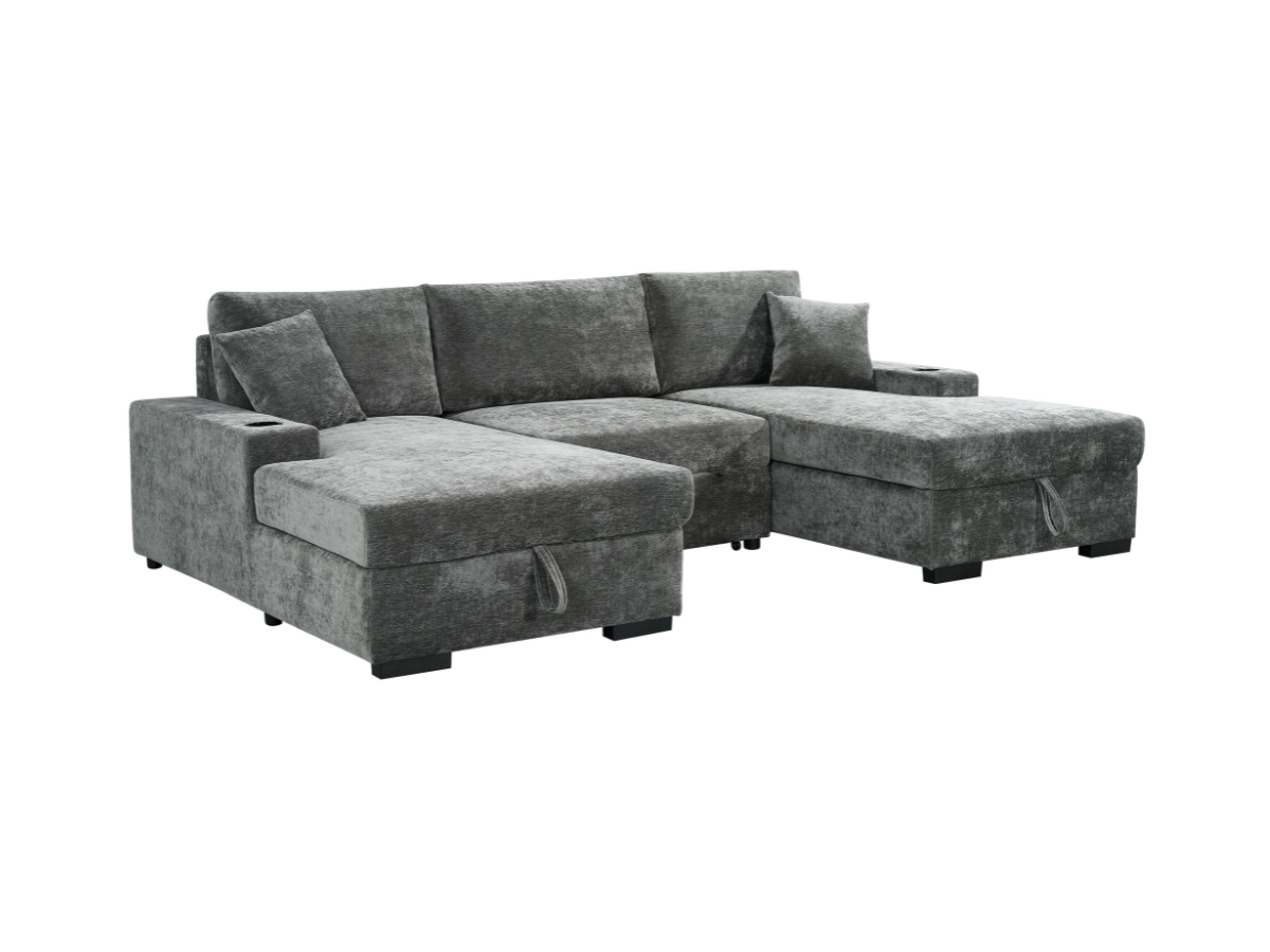 Norma U Shape Sofa Bed Storage Chenille