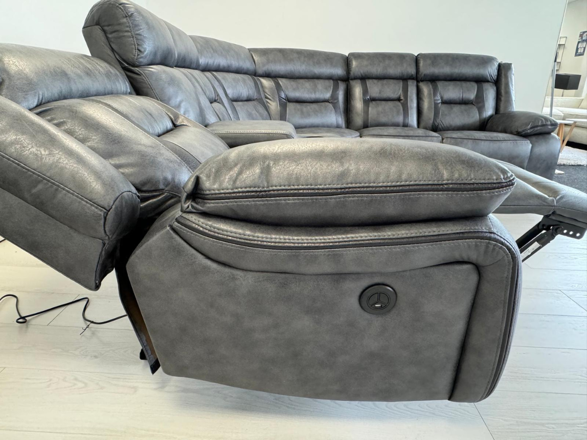 Nova electric recliner corner sofa grey leather