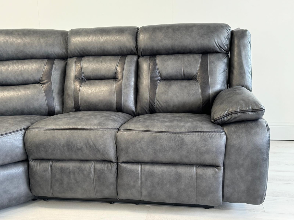 Nova electric recliner corner sofa grey leather