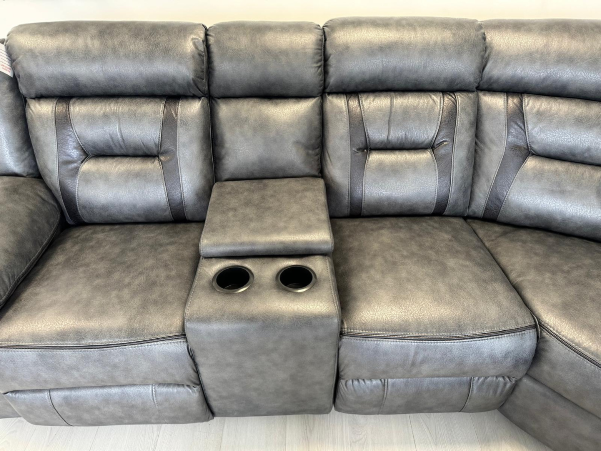 Nova electric recliner corner sofa grey leather