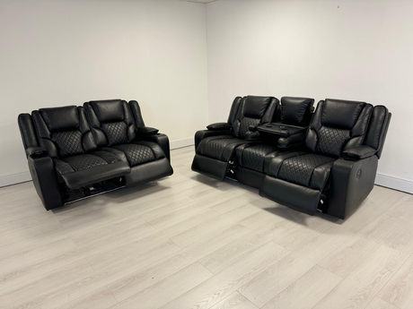 Orlando electric recliner sofa set 3+2 black Leather