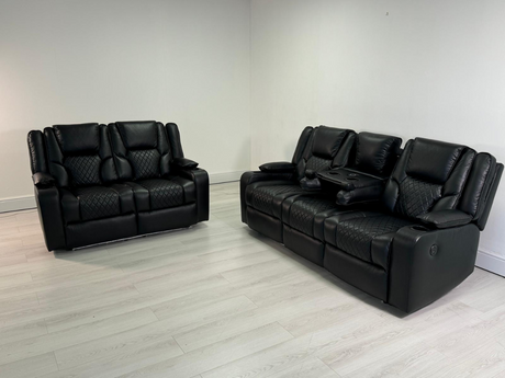 Orlando electric recliner sofa set 3+2 black Leather