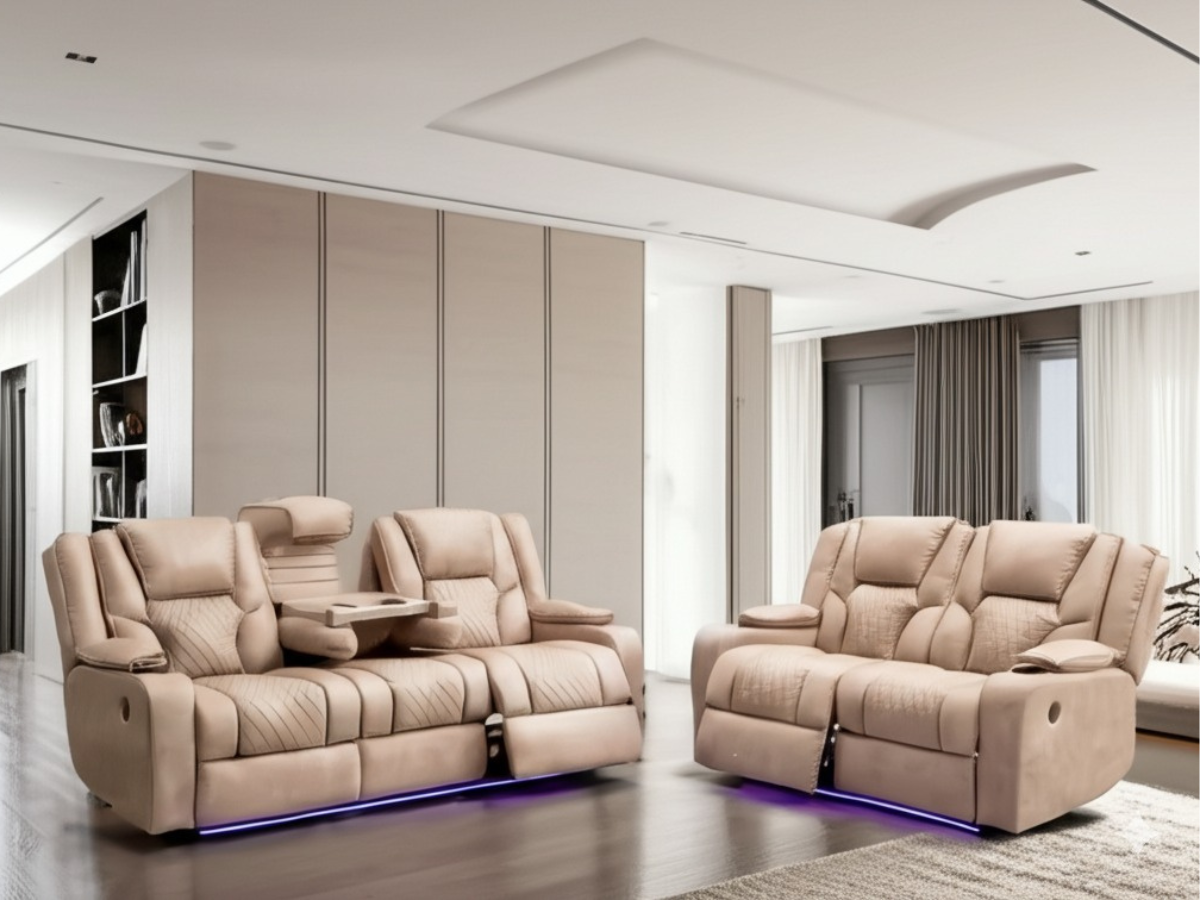 Orlando electric recliner sofa set 3+2 mocha Leather
