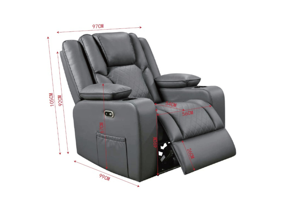 Orlando Electric Recliner Armchair Aire Leather