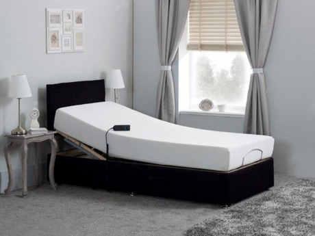 Adjustable Electric Bed Chenille With Memory Foam Mattress and Headboard Balck