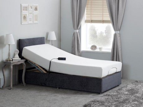 Adjustable Electric Bed Chenille With Memory Foam Mattress and Headboard Grey