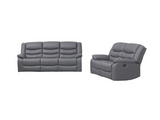 Roma Series 2 Set 3+2 Seater Recliner Sofa Grey Classic Leather
