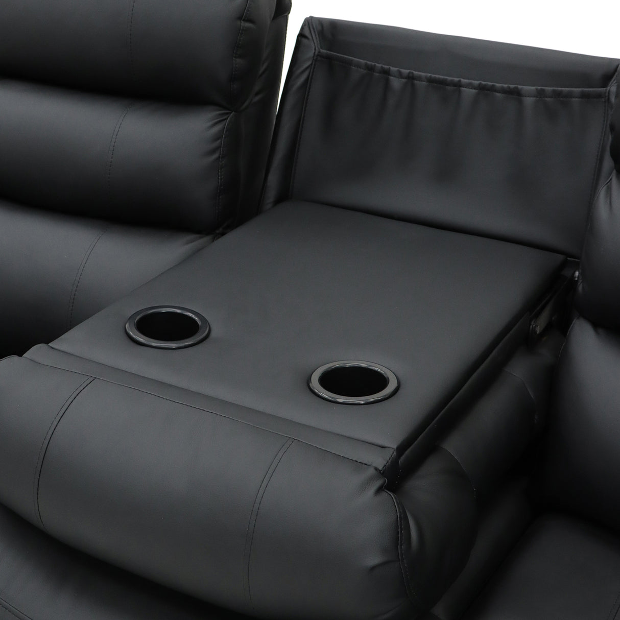 Sorrento 3 seater leather recliner sofa black