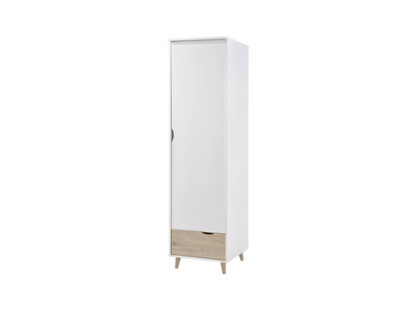 Stockholm 1 Door Wardrobe White Oak with 1 Drawer