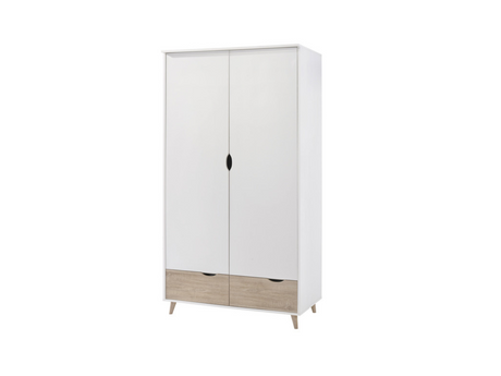 Stockholm 2 Door Wardrobe White Oak with 2 Drawers