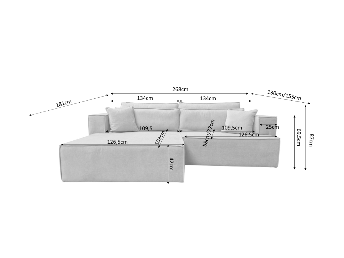 Serena Electric Sofa Bed with Storage measurements