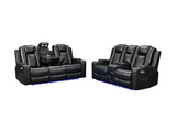 Sianna Electric Recliner 3+2 Sofa Set Black Aire Leather