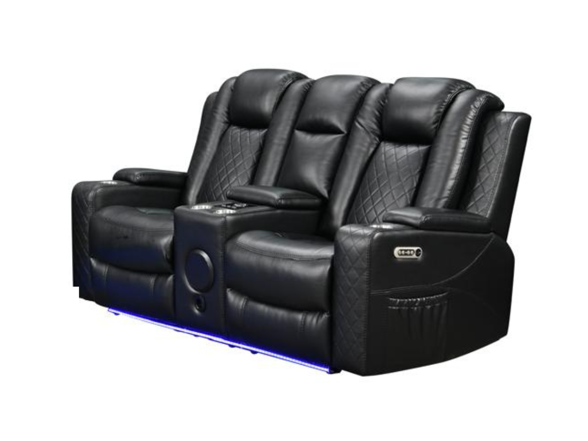 Sianna 2 Seater Electric Recliner Sofa Black Aire Leather