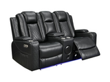 Sianna 2 Seater Electric Recliner Sofa Black Aire Leather