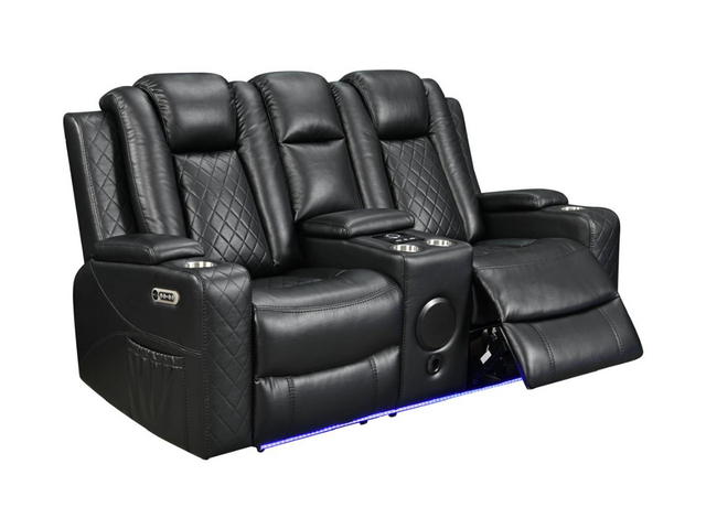 Sianna 2 Seater Electric Recliner Sofa Black Aire Leather