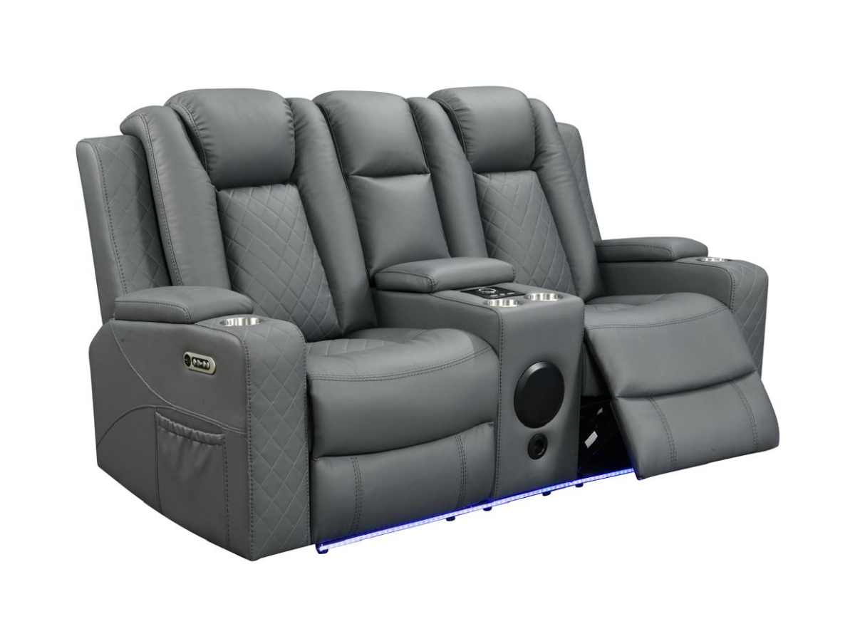 Sianna Electric Recliner 2 Seater Sofa Grey Air Leather