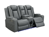 Sianna Electric Recliner 2 Seater Sofa Grey Air Leather