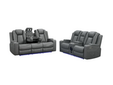 Sianna Electric Recliner 3+2 Sofa Set Grey Air Leather
