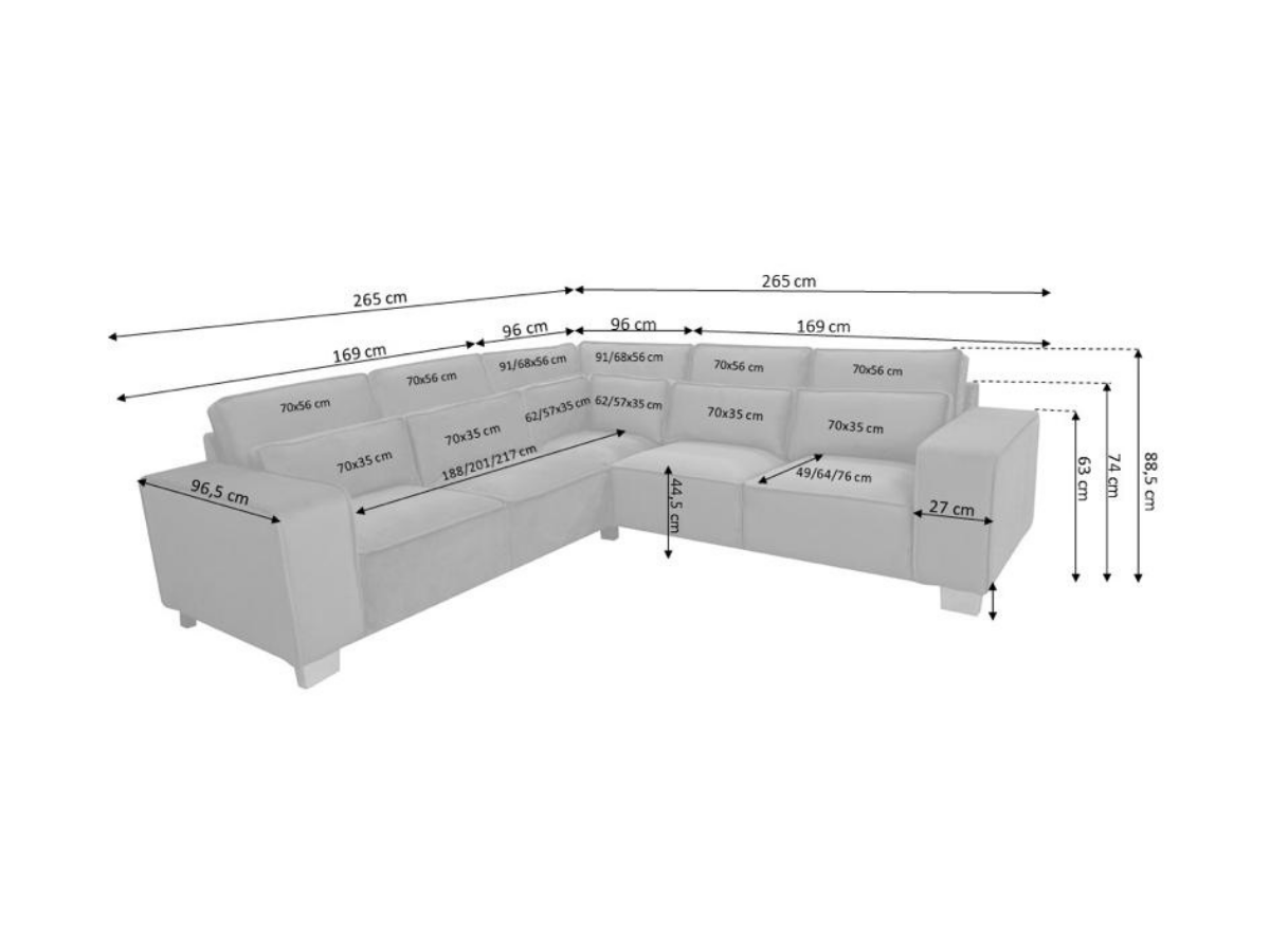 Sloane Large Double Corner Sofa Measurements