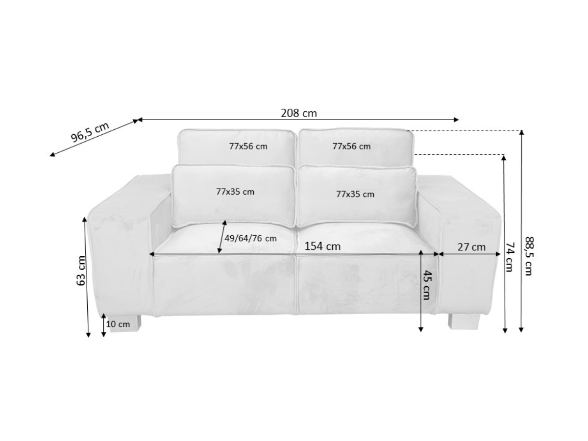 Sloane Luxury Large 3 Seater Measurements