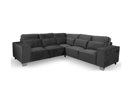 Sloane Double Corner Sofa Plush Velvet Black