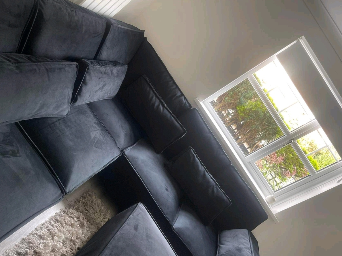 Silver leather corner sofa deals