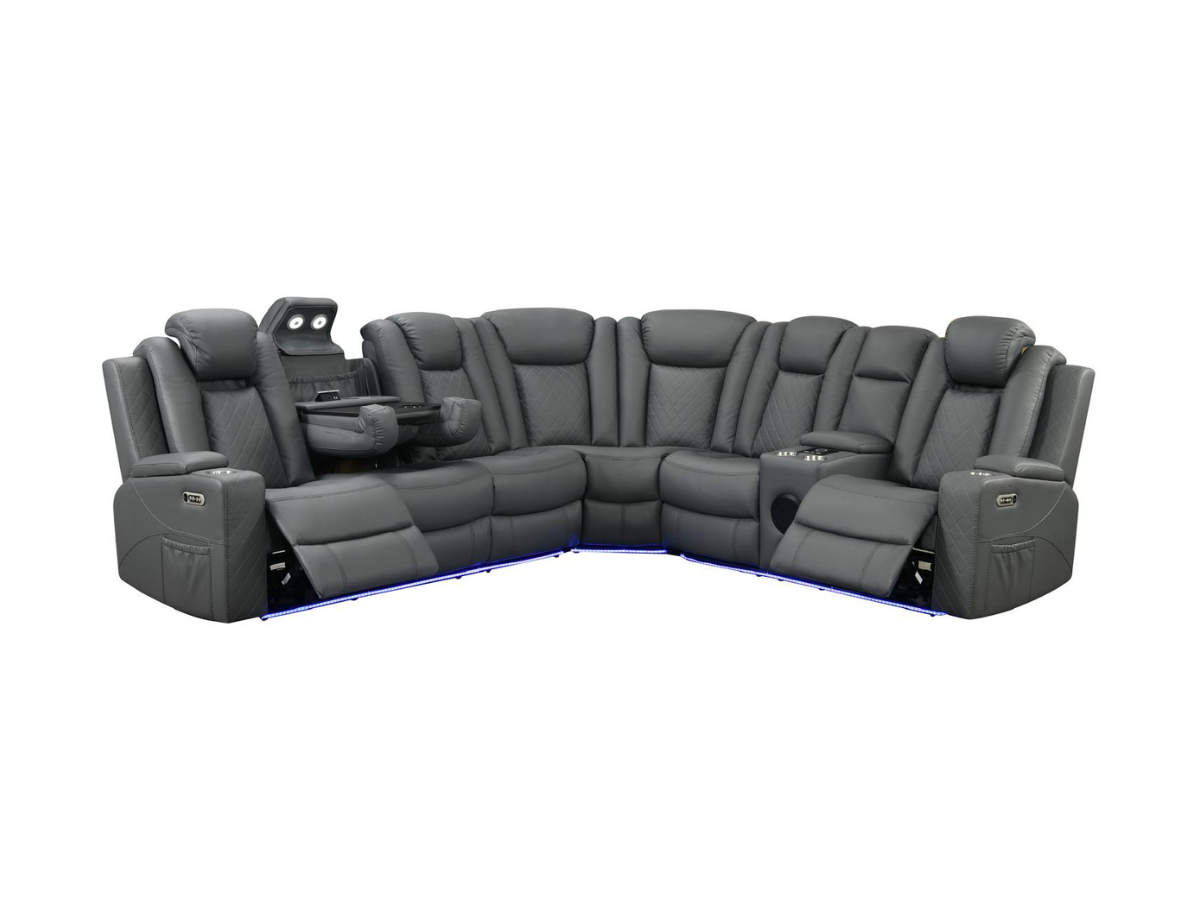 Smart Series 1 Electric Recliner Corner Sofa Grey Air Leather