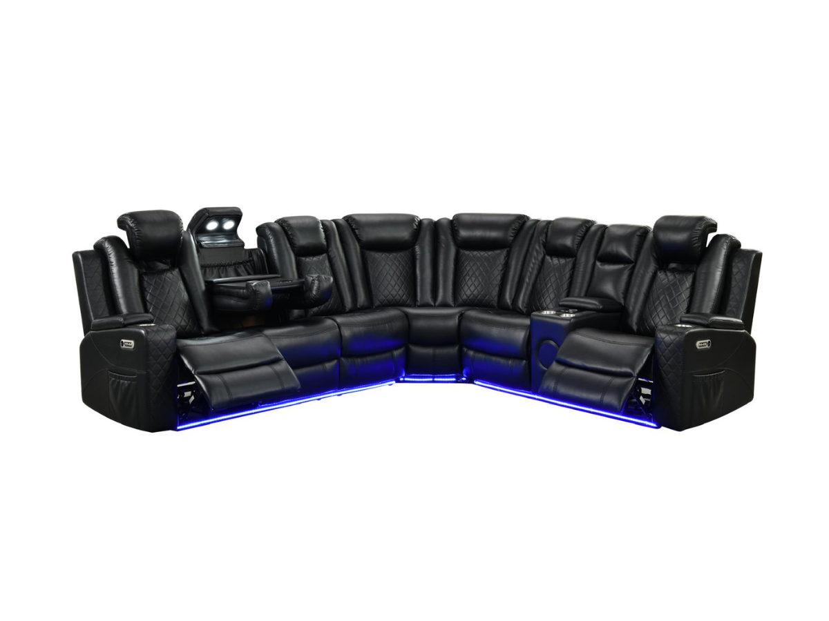 Smart Series 1 Electric Recliner Corner Sofa Black Aire Leather