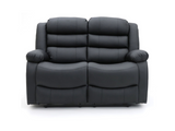 Sorrento 2 Seater Recliner Sofa Black Classic Faux Leather