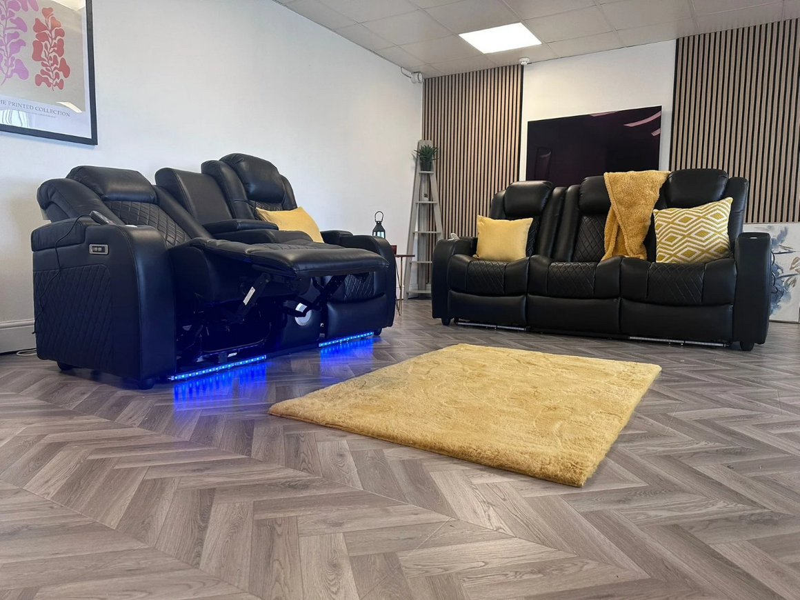 Tech 8 Smart 3+2+1 Black Recliner | Electric Recliner Sofa