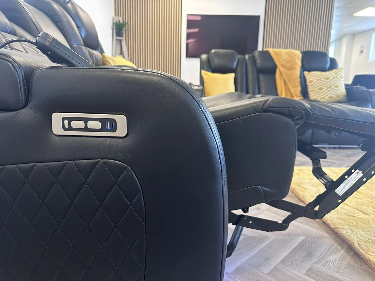 Tech 8 Smart 3+2 Black Recliner Sofa Set | Electric Recliner Sofa