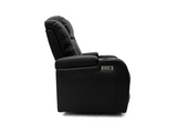 Tech 8 Smart Cinema Recliner Armchair Black Aire Leather with USB Port, Blue LED, Massager, Cup Holder and Tray Table