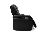 Tech 8 Smart Cinema Recliner Armchair Black Aire Leather with USB Port, Blue LED, Massager, Cup Holder and Tray Table