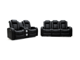 Tech 8 Smart 3+2 Cinema Recliner Sofa Set Black Faux Leather