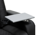 Tech 8 Smart Cinema Recliner Armchair Black Aire Leather with USB Port, Blue LED, Massager, Cup Holder and Tray Table