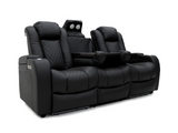 Tech 8 Smart 3+2 Cinema Recliner Sofa Set Black Faux Leather