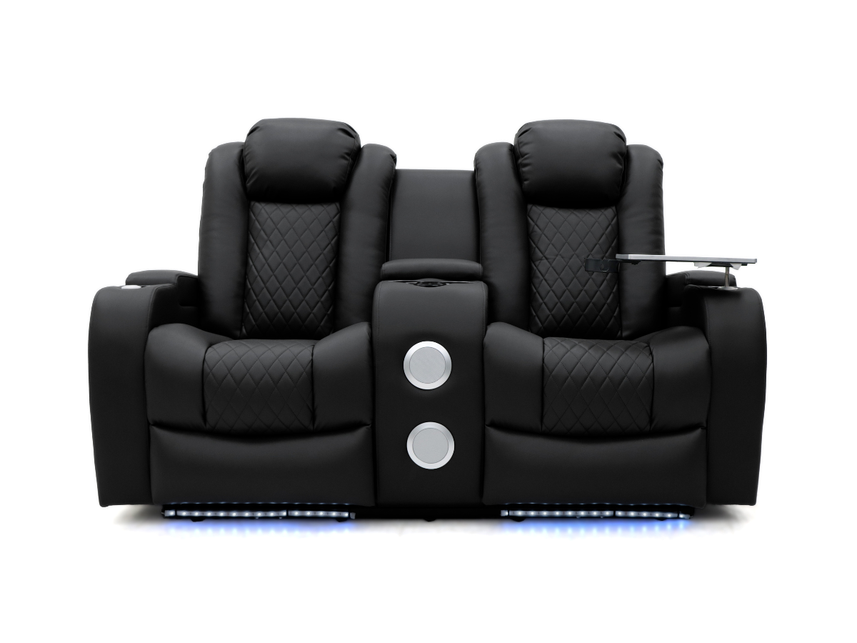 Tech 8 Smart 2 seater electric recliner sofa black leather