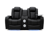 Tech 8 Smart 2 seater electric recliner sofa black leather