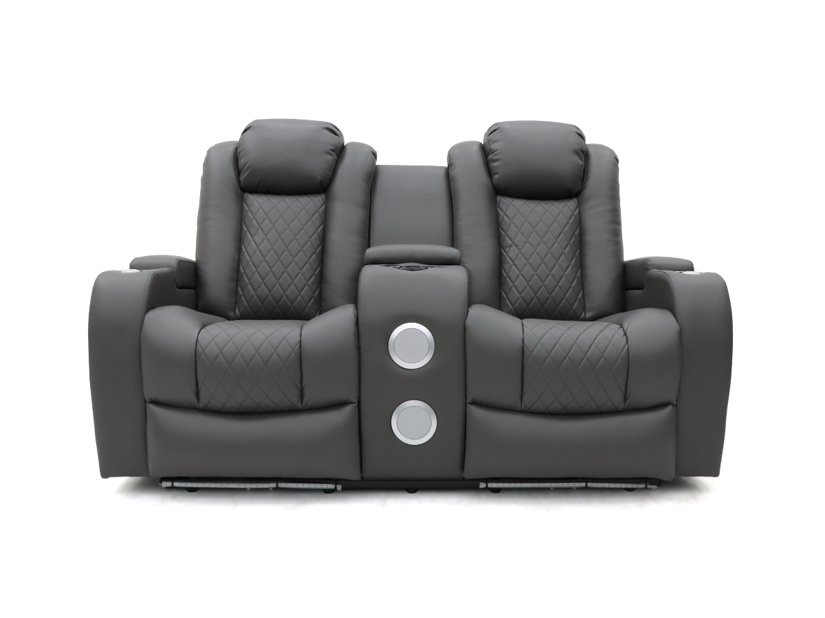 Tech 8 Smart Cinema 2 seater electric recliner sofa grey leather