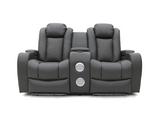 Tech 8 Smart Cinema 2 seater electric recliner sofa grey leather