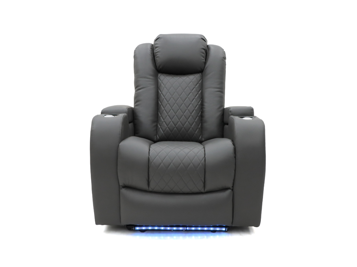 Tech 8 Smart Cinema Recliner Armchair Grey Faux Leather