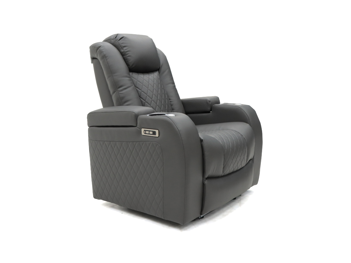 Tech 8 Smart Cinema Recliner Armchair Grey Faux Leather