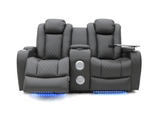 Tech 8 Smart Cinema 2 seater electric recliner sofa grey leather
