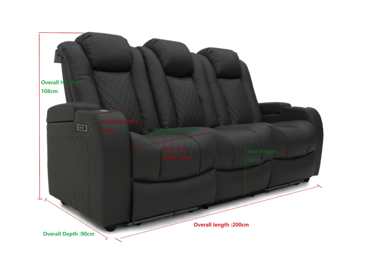 Tech Smart Seater Electric Recliner Sofa Black - Main Image