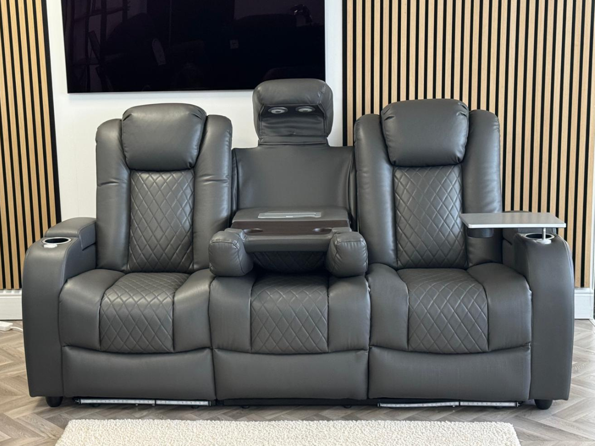 Tech 8 Smart 3 Seater Recliner Sofa Grey | Electric Recliner Sofa